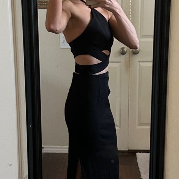 REVOLVE Nicholas black sleeveless cutouts cut outs formal dress gown - Picture 3 of 12